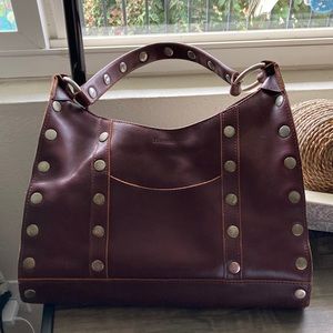 Genuine Bordeaux (Mahagony) Leather Shoulder Bag.